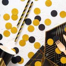 Colorful Round Table Confetti And Wedding Party Decoration (50pcs Black, 50pcs Sparkly Gold),Christmas