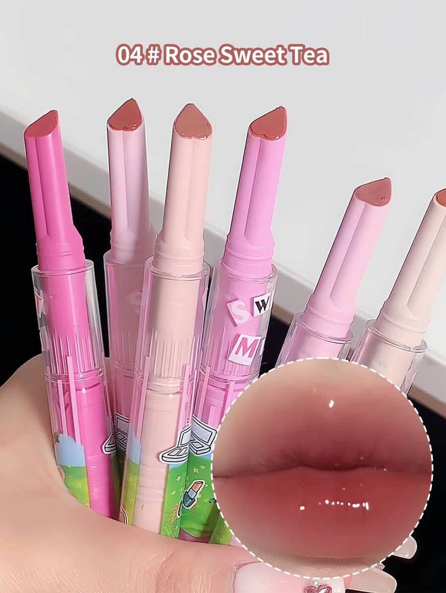 Sweet mint 鏡面保濕，持久不易粘杯心形唇釉，日常提亮膚色，偽素妝，唇彩不易掉色 - 玫瑰紅 - 查看 1