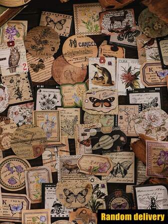 46 peças Adesivo scrapbooking vintage aleatório, etiqueta adesiva para decoração de diário para meninas