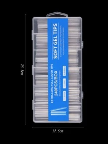 240片透明C型美甲贴纸，适用于亚克力指甲，专业级，3XL加长，可移除，12种尺寸，半覆盖直甲、锥形甲、方甲，美甲沙龙、居家DIY的理想之选，精美礼品美甲用品 - 無色 - 查看 5