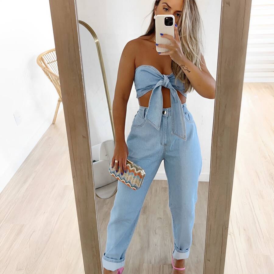Women Two-piece Outfits - 藍色 - 查看 1