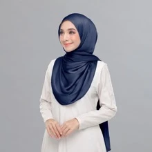 Khăn trùm đầu bằng vải satin mịn mới cho phụ nữ, khăn lụa hàng ngày dưới mũ - Màu xanh hải quân - Xem 1