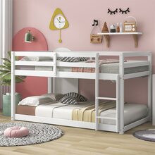 Twin over Twin Floor Bunk Bed, White - 白色 - 查看 3