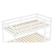 Twin over Twin Floor Bunk Bed, White - 白色 - 查看 6