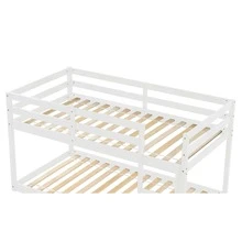 Twin over Twin Floor Bunk Bed, White - 白色 - 查看 9