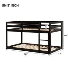 Twin over Twin Floor Bunk Bed, White - 黑色 - 查看 4