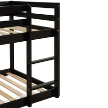 Twin over Twin Floor Bunk Bed, White - 黑色 - 查看 9