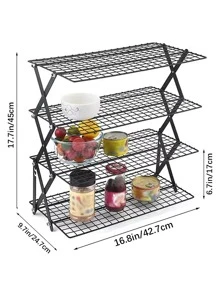 1pc Four-layer Outdoor Camping Table & Iron Art Storage Shelf & Portable Picnic Rack With Foldable Design - màu đen - Xem 2