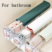 1入組壁掛式浴室懸掛抽屜收納適用於內衣襪子,自黏式多功能化妝品收納盒,廚房調料收納 - 白色 - 查看 5