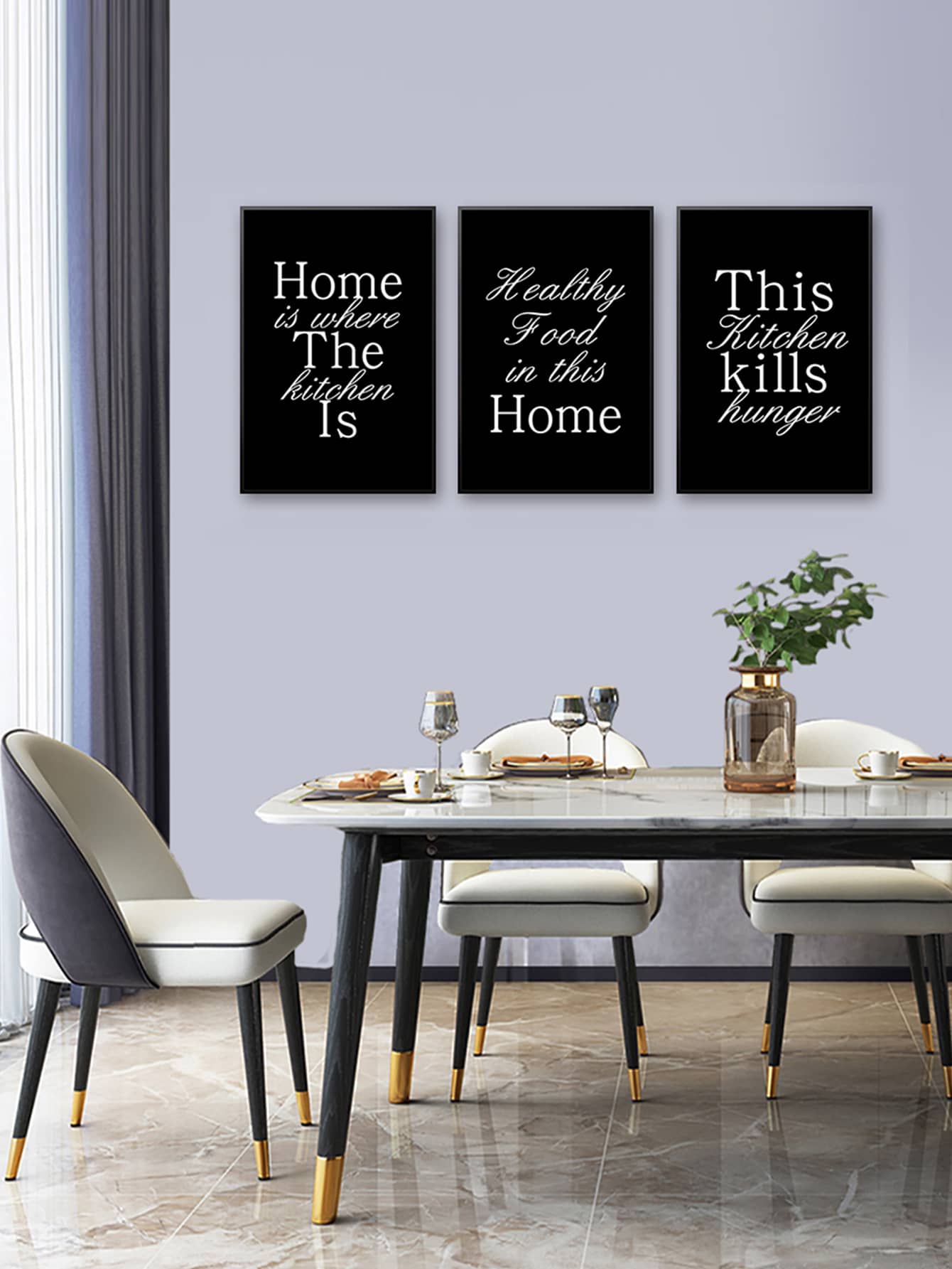 3入組家居健康食品廚房搞笑標語海報藝術畫布印刷家居裝飾品,適用於廚房和飯廳,有3種尺寸,不帶框 - 彩色 - 查看 1