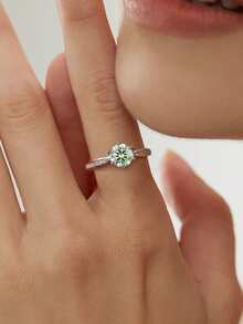 ESBERRY 1 chiếc nhẫn đính hôn Moissanite, nhẫn cưới nữ, nhẫn bạc 925 vĩnh cửu, nhẫn hứa hẹn, quà tặng kỷ niệm, trang sức cao cấp - Bạc - Xem 3
