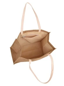 Bolsa de compra Halloween con patrón de calabaza de gran capacidad lino - Caqui - Ver 10