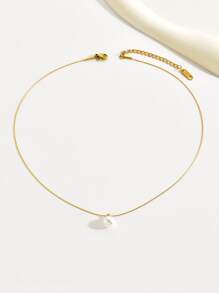 時尚極簡不鏽鋼仿珍珠吊墜項鍊,適合女性