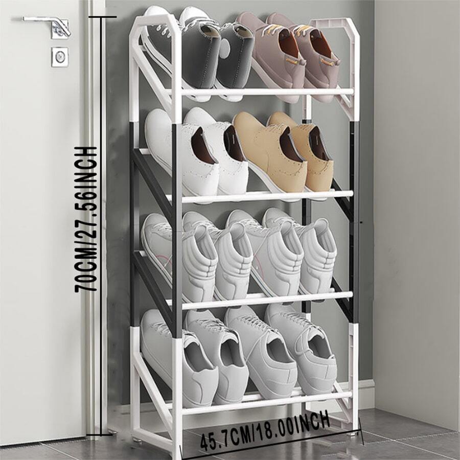 1 pieza simple Zapatero , multifuncional a prueba de polvo zapato Armario , multicapas almacenamiento Organizador , para casa usar - Negro - Ver 1