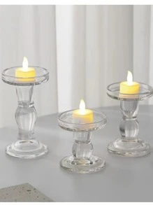 3入組透明燭臺