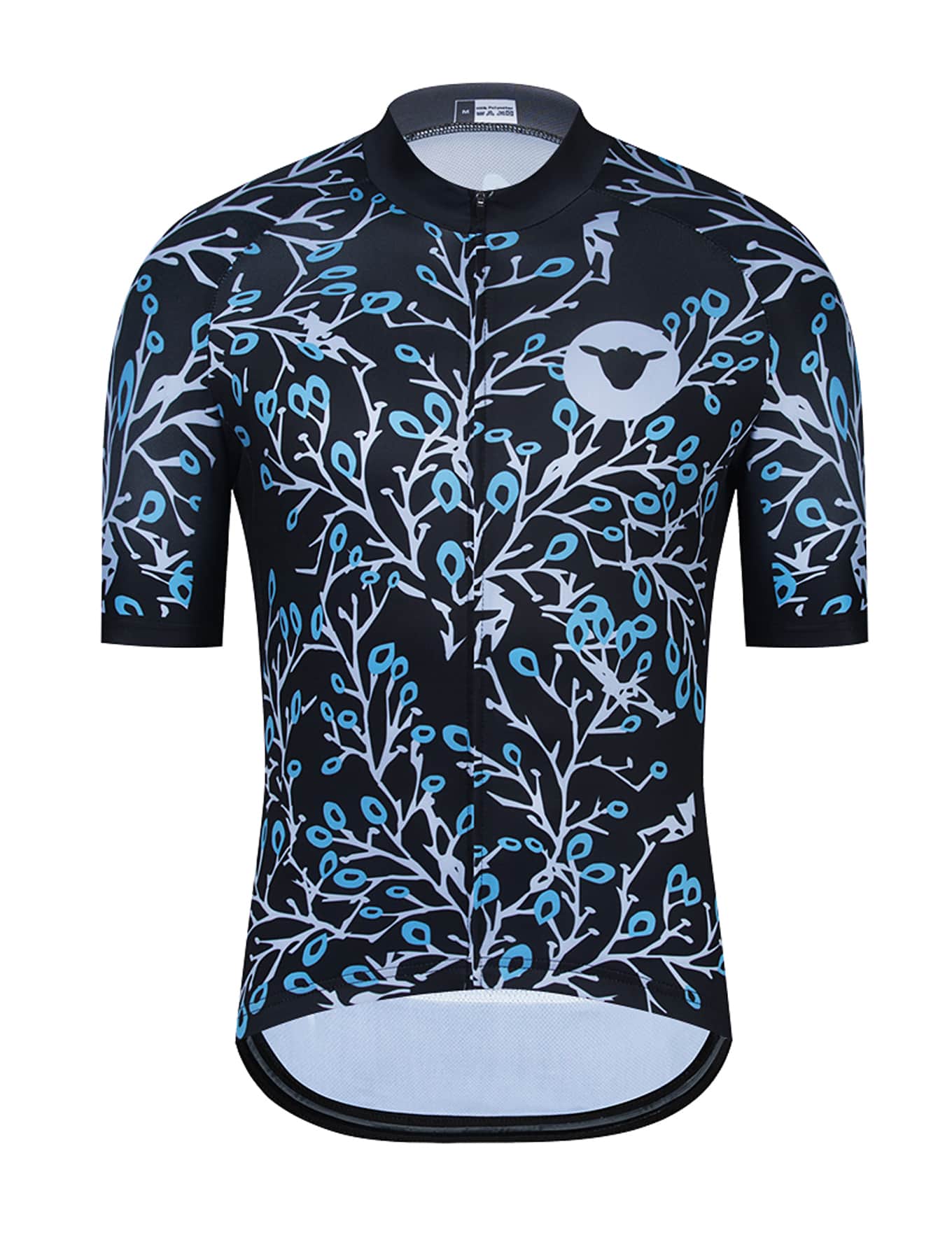 Jersey de ciclismo de hombres con estampado de dibujo cremallera - Negro - Ver 1