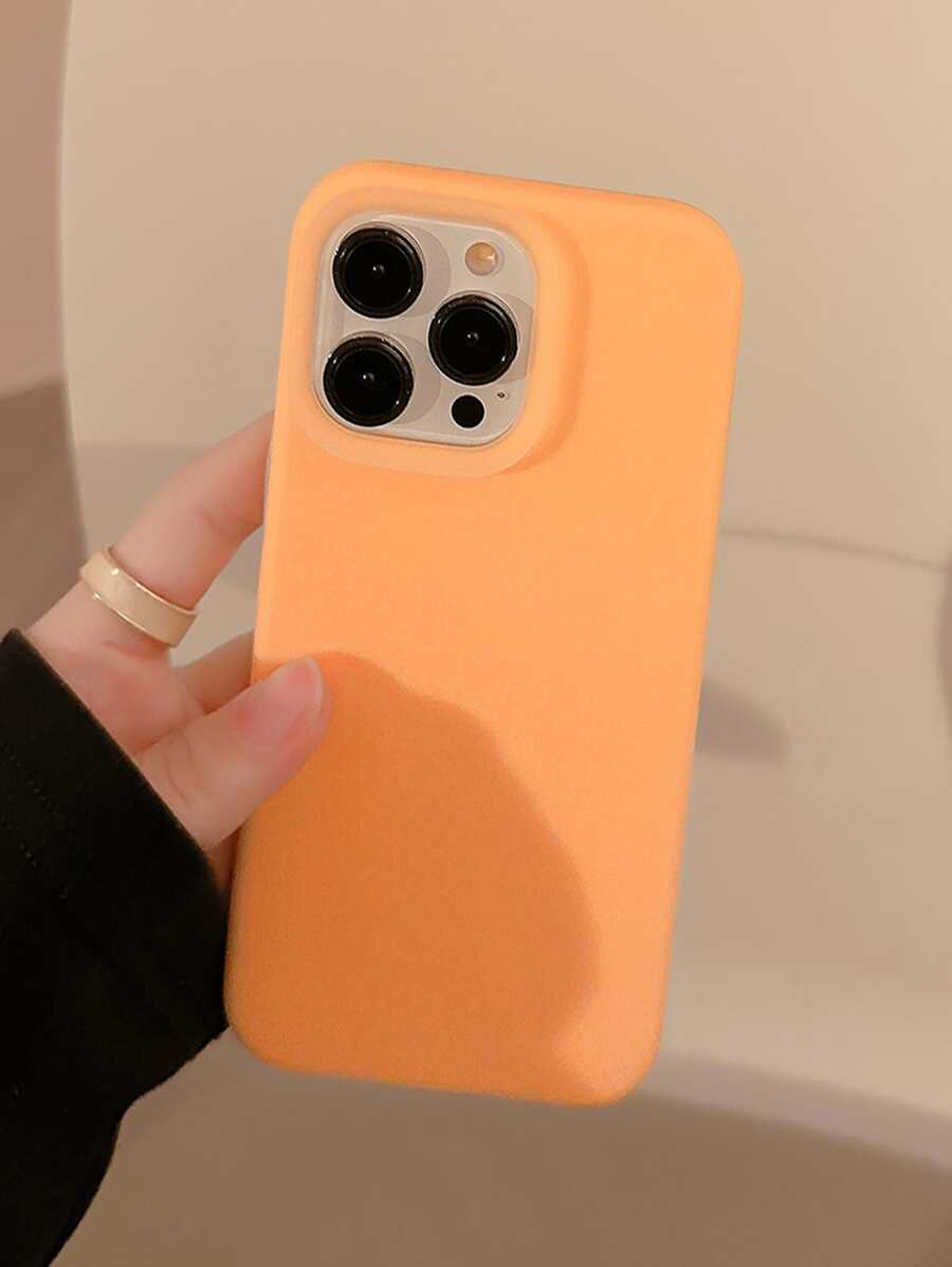 Funda Lisa Anticaída para Teléfono Compatible con iPhone 15/15Pro/15Plus/15Promax - Naranja - Ver 1