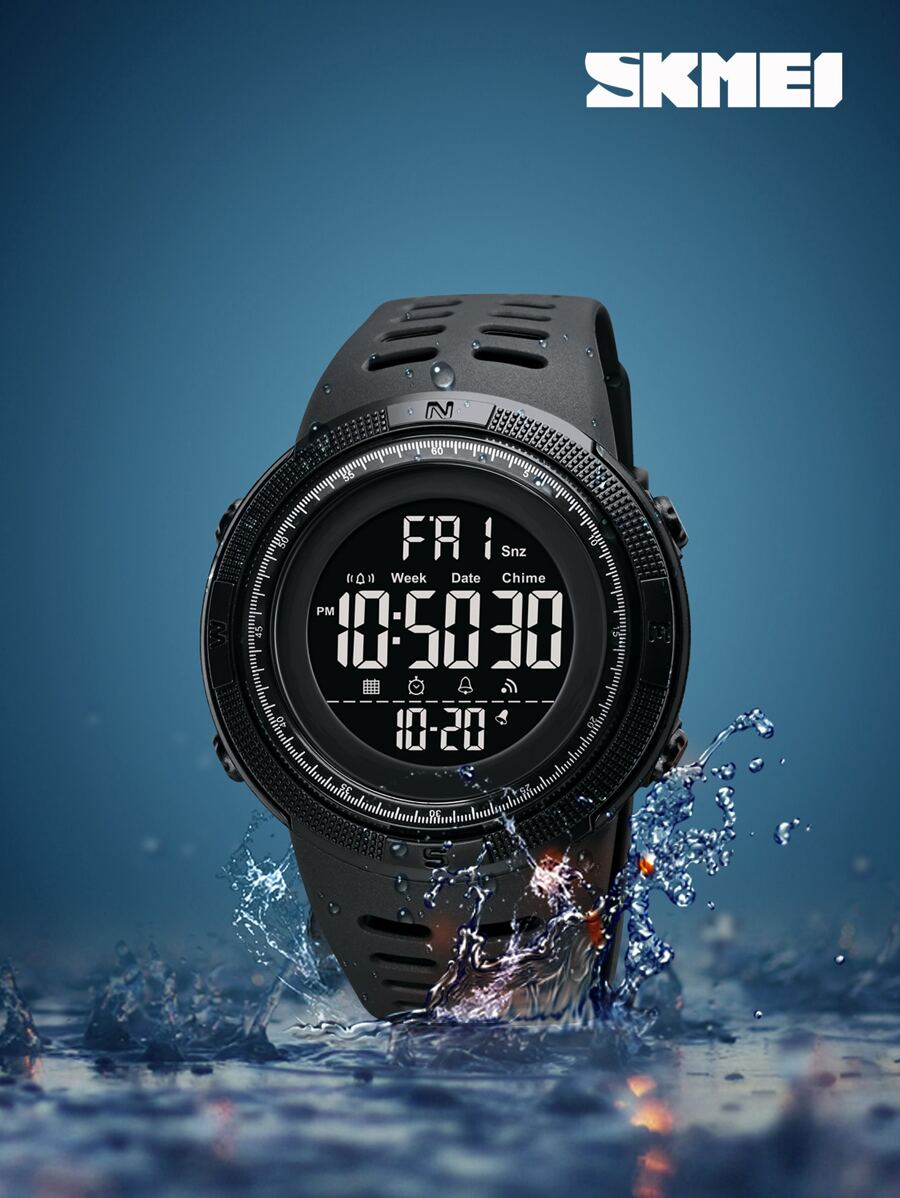 Skmei Hombres Reloj electrónico impermeable redondo - Negro - Ver 1