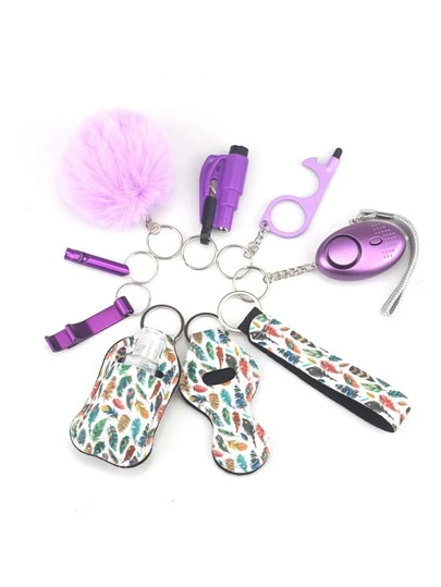 9 piezas/set de mujeres de seguridad Llavero Accesorio , de moda diariamente decorativo Llavero Set