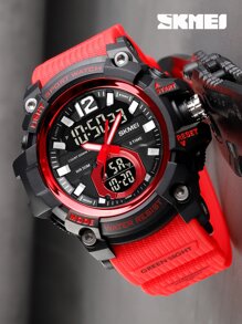 Skmei Hombres Reloj electrónico impermeable pantalla dual - Rojo - Ver 1