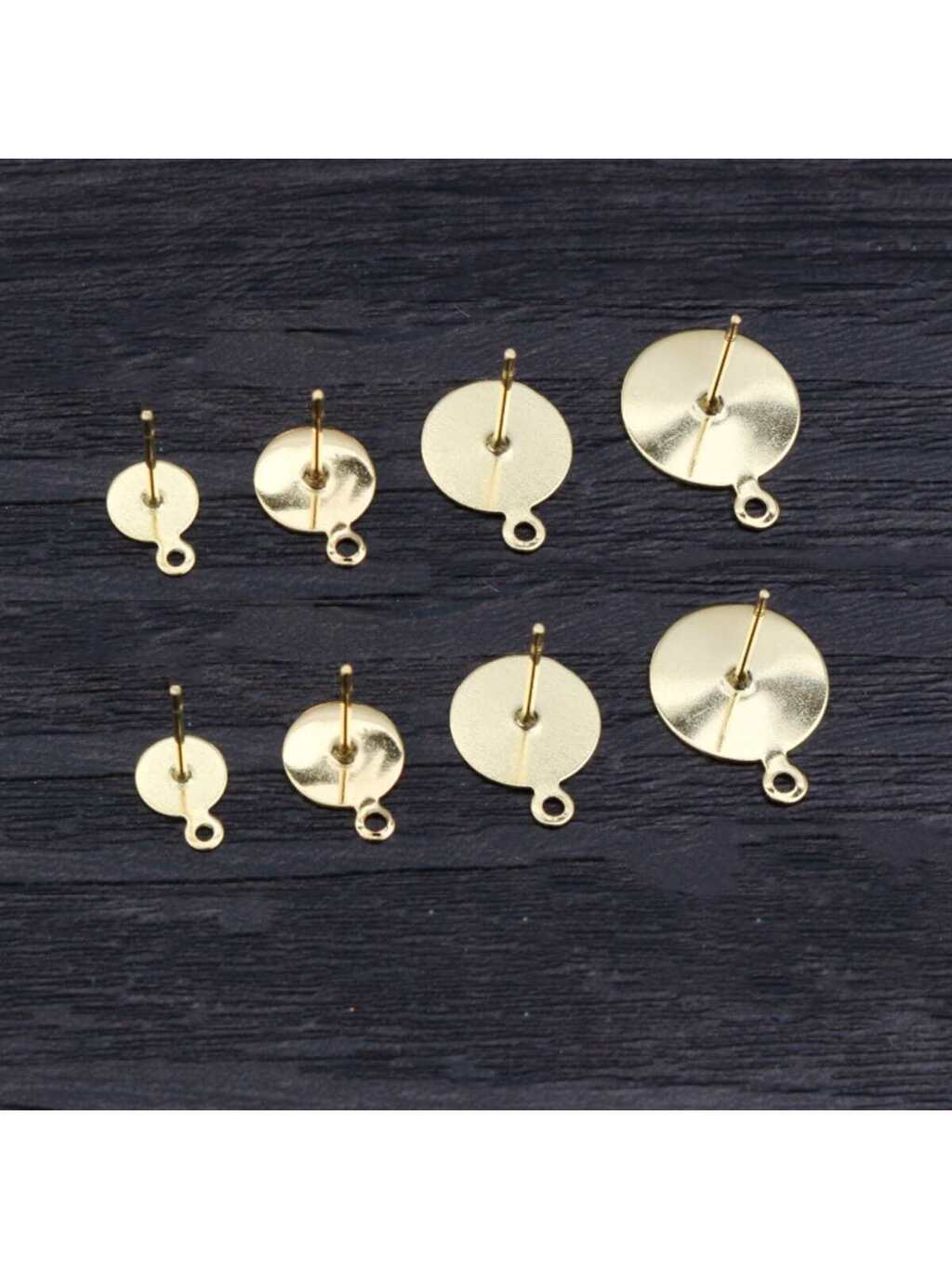 20pcs Stainless Steel Earring Stud Balnk Pins Fit 4-12mm Cabochon Cameo DIY Jewelry Making Accessories