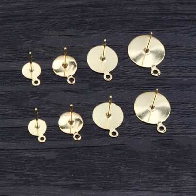 20pcs Stainless Steel Earring Stud Balnk Pins Fit 4-12mm Cabochon Cameo DIY Jewelry Making Accessories