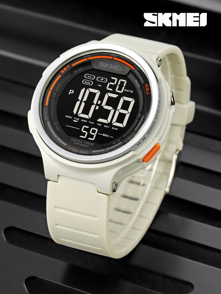 Skmei Men Calendar Detail Waterproof Digital Watch - Grey - View 1