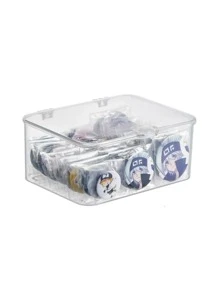 1pc Transparent Ps Stationery Storage Box, With Dustproof Cover, Desktop Drawer Multi-purpose Sundries Sorting Box, Tea Set Storage Box, Desktop Bookshelf - Multicolor - View 7