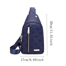 Túi đeo ngực bằng nylon thêu tình yêu, Túi đựng đồ du lịch ngoài trời đơn giản và phong cách cho nữ Ba lô Oxford chống trộm chống nước - Hoàn hảo cho những cuộc phiêu lưu ngoài trời! - Màu xanh hải quân - Xem 3