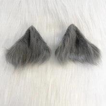 gris felpa orejas de gato zorro orejas japonés lolita dulce chica lado Clip Tocado animal oreja Horquilla - Gris - Ver 1