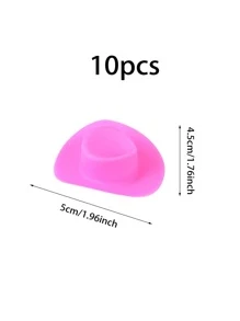 10pcs Mini Cowboy & Straw Hat Bottle Decorations - Pink - View 4