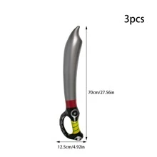 3pcs Inflatable Pirate Swords, Inflatable Toy Swords For Boys, Inflatable Stage Prop For Activities - Black - View 3