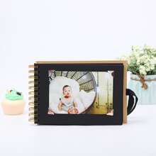 1 Máy Tính A5 Xoắn Ốc Bị Ràng Buộc 6 Inch 30 Tờ DIY Nơ Ruy Băng Vintage Giấy Kraft Sổ Lưu Niệm Album - màu đen - Xem 3