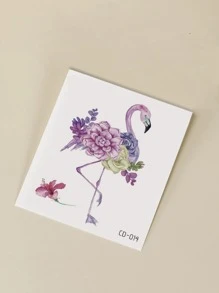 Floral Flamingo Temporary Wrist Body Tattoo Sticker 1pc - Multicolor - View 4