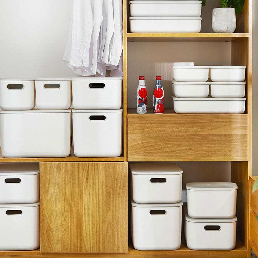1 pièce Boîte de rangement avec couvercle, boîte de rangement de bureau, boîte de tri pour cosmétiques et articles divers, la boîte de rangement peut être un ensemble de grandes et petites boîtes - Blanc - Voir 1