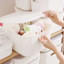 1 pièce Boîte de rangement avec couvercle, boîte de rangement de bureau, boîte de tri pour cosmétiques et articles divers, la boîte de rangement peut être un ensemble de grandes et petites boîtes - Blanc - Voir 5