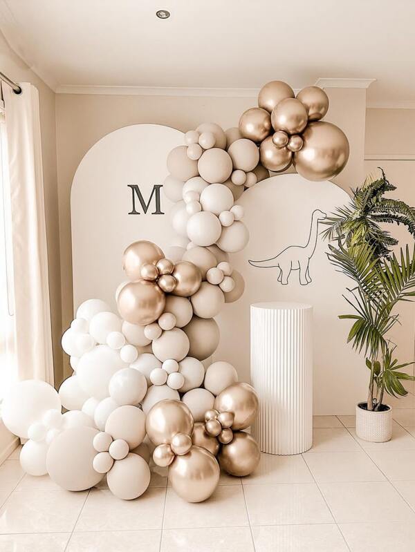 105 Stück weiß-beige Ballon Girlande Bogen Set für rustikale Hochzeit Dekoration, Brautparty, Geburtstag, Taufe, Verlobung, Weihnachten