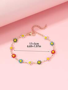 1入組兒童彩色花朵裝飾銅迷人腳錬日常裝飾假期 - 彩色 - 查看 4