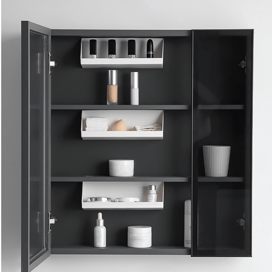 Japanese Style Wallmounted Mirror With Partitioned Slanted