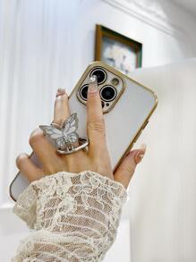 Plating Phone Case With Butterfly Design Ring Holder,International Version, Not The Domestic Version - White - View 6