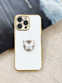 Plating Phone Case With Butterfly Design Ring Holder,International Version, Not The Domestic Version - White - View 2