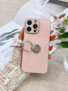 Plating Phone Case With Butterfly Design Ring Holder,International Version, Not The Domestic Version - Pink - View 4