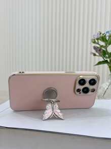 Plating Phone Case With Butterfly Design Ring Holder,International Version, Not The Domestic Version - Pink - View 6