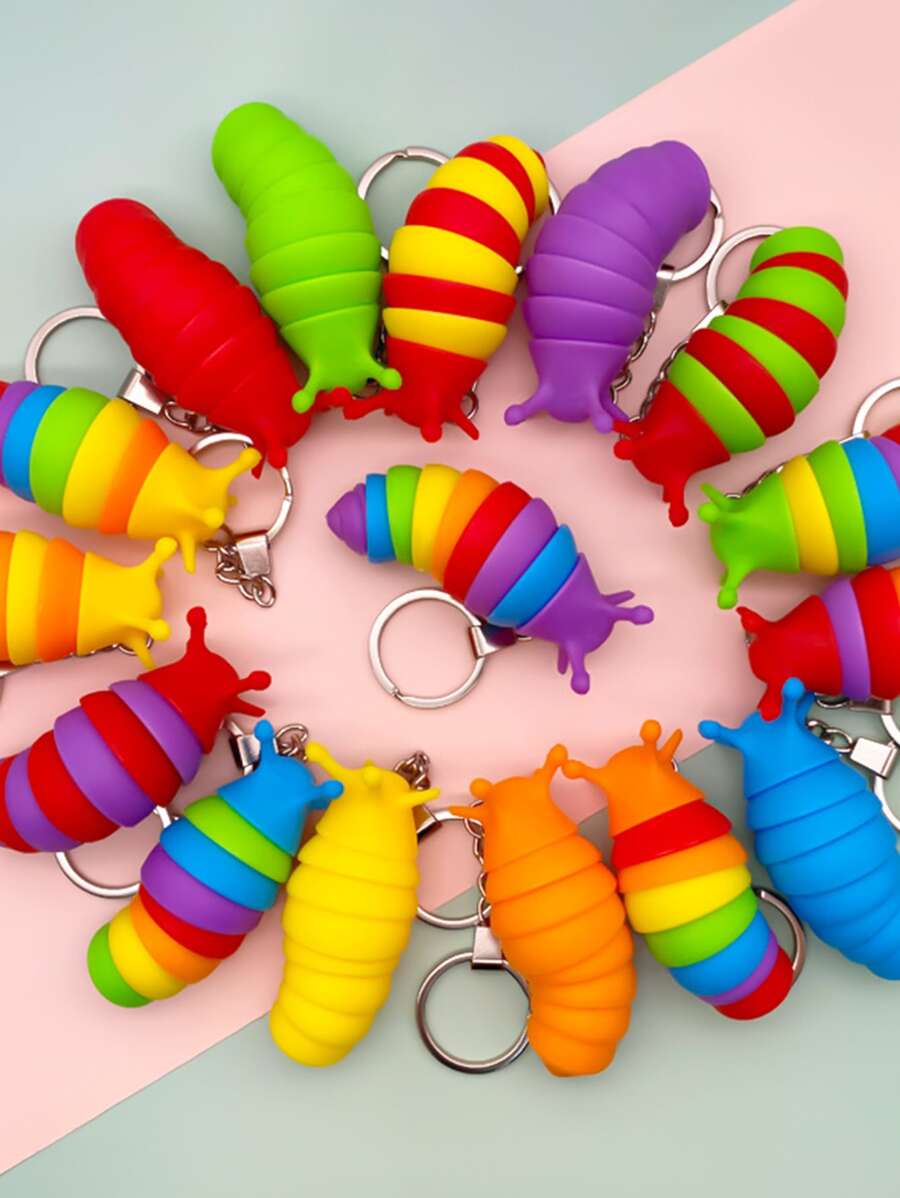 1入組隨機色減壓鼻涕蟲鑰匙圈玩具,創意玩具適用於兒童學生 - 彩色 - 查看 1
