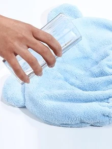 1pc Cartoon Bear Pattern Coral Fleece Hair Drying Cap, Super Fine Fiber Quick Drying Towel Turban Shower Towels For Beaty Salon, Hotel Sports,Home Essentials, Towel, Skin Care