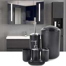 6 pcs Bathroom Accessories Set Bath Ensemble Includes Soap Dispenser, Toothbrush Holder, Toothbrush Cup, Soap Dish for Decorative Countertop and Housewarming Gift, Black - 黑色 - 查看 5