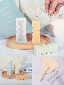 1 件（小号）S 形几何硅胶模具，适用于 DIY 长波图案蜡烛、肥皂、石膏、芳香石装饰和树脂铸造模具