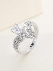 1 Miếng Nhiều màu Lông vũ & Khối Zirconia  Dát Đồng Nhẫn Đối với phụ nữ - trắng - Xem 1