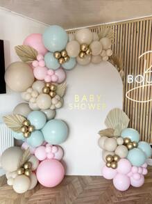 126 piezas fiesta de bienvenida al bebé guirnalda de globos de arco Kit chico chica de fiesta de cumpleaños Decoración revelación de género rosado beige menta azul Guirnalda Set - Multicolor - Ver 1
