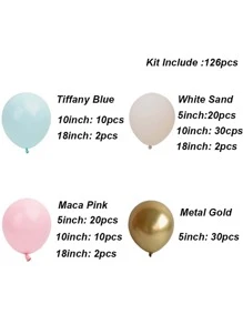 126 piezas fiesta de bienvenida al bebé guirnalda de globos de arco Kit chico chica de fiesta de cumpleaños Decoración revelación de género rosado beige menta azul Guirnalda Set - Multicolor - Ver 3